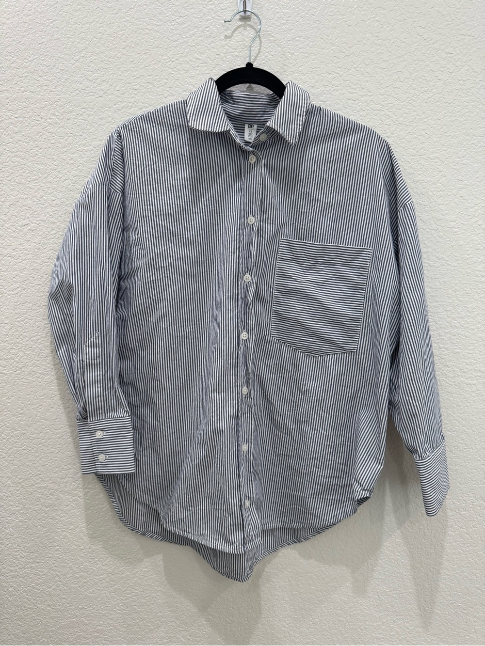 BP. by Nordstrom Blue & White Striped Oversized Button-Up Shirt Women’s XS